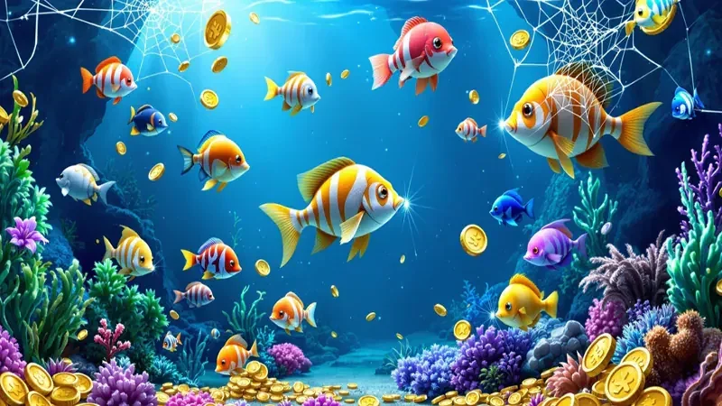 Ilustrasi dunia bawah laut untuk kategori permainan tembak ikan